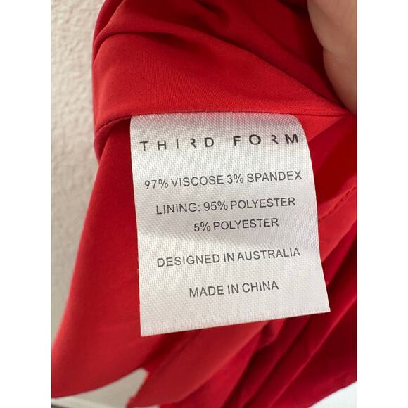 Third Form Overflow 2.0 Strapless Midi Dress Size 8 Red Satin Strapless Cocktail - Picture 6 of 13